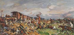 P.Redin picture The repulse of the attack. Assault of Wrangel's army on train with food