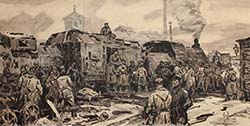 P.Redin picture The arrival of the armored train at station Catherineof town Alexandrovsk (Zaporozhye)
