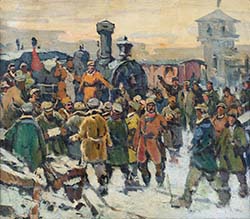 P.Redin picture Revolt of workers of railway workshops in Alexandrovsk